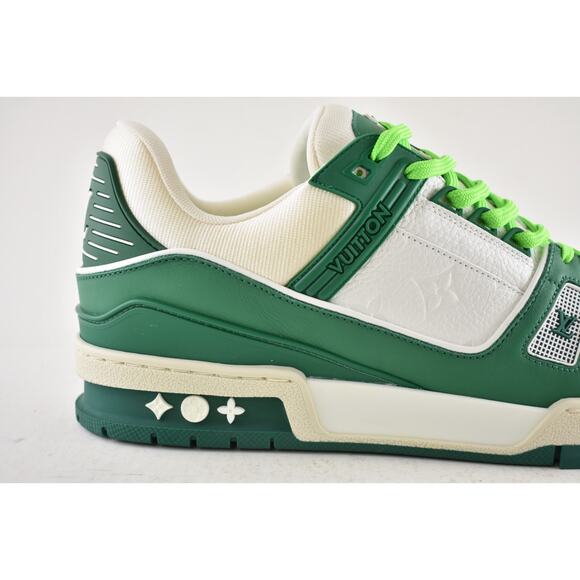 Louis Vuitton Green White Empreinte Leather Low Top Trainer Sneaker UK 9 US10 11 - Picture 3 of 16